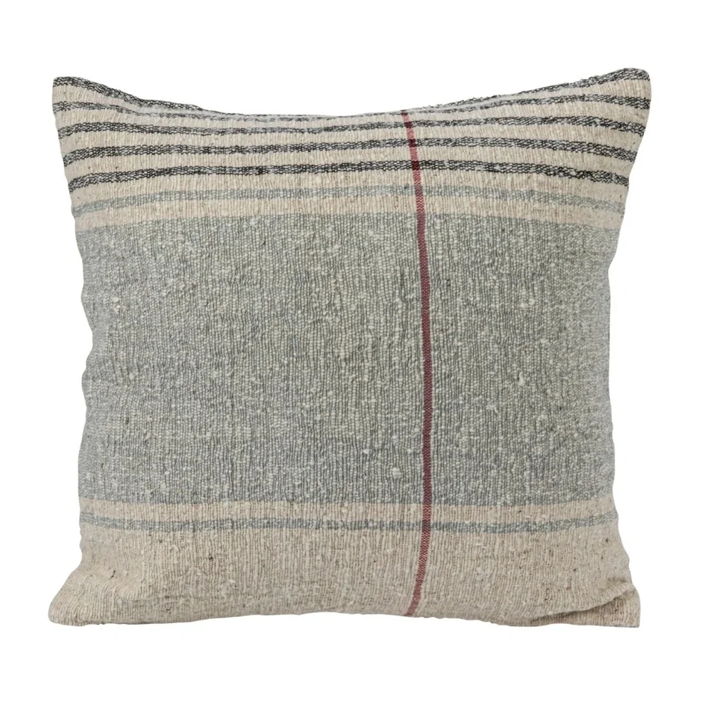 Creative Co-Op 20” Square Woven Cotton Slub Pillow sham cover w/ Stripes zipper